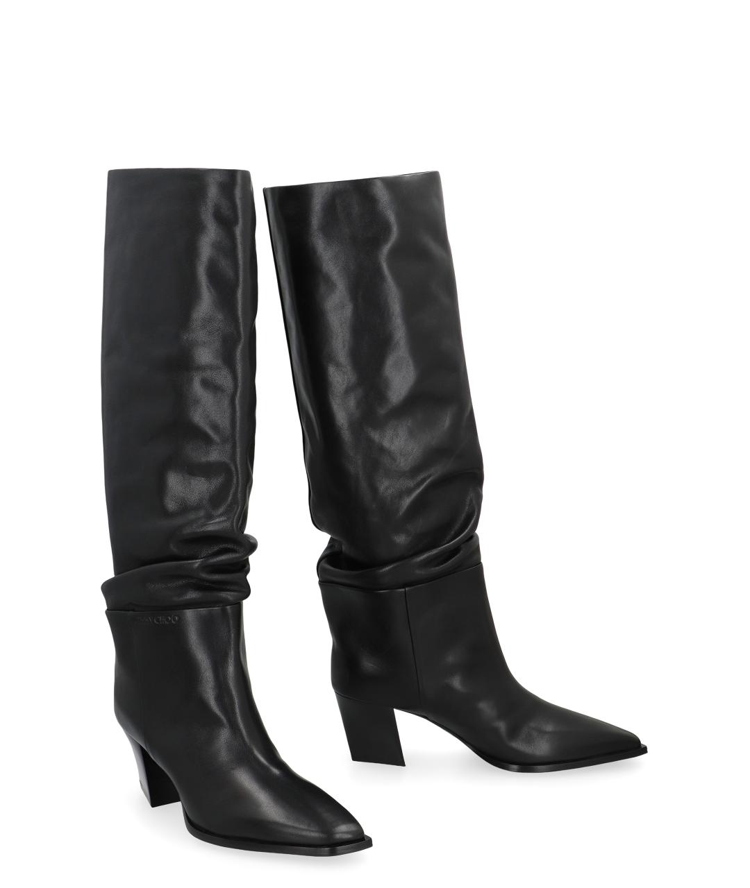 JIMMY CHOO Черные кожаные сапоги, фото 2