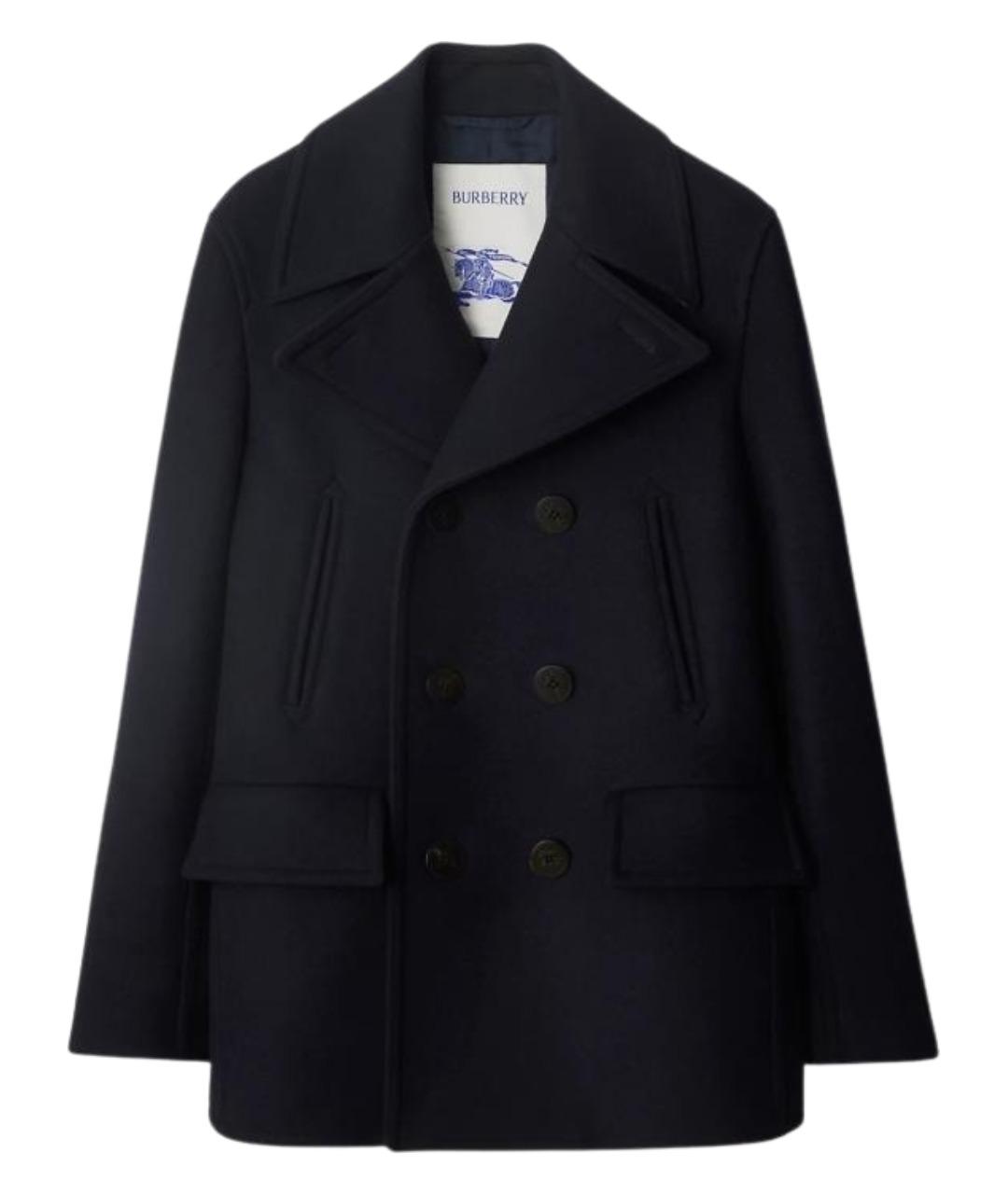 BURBERRY Темно-синее шерстяное пальто, фото 1