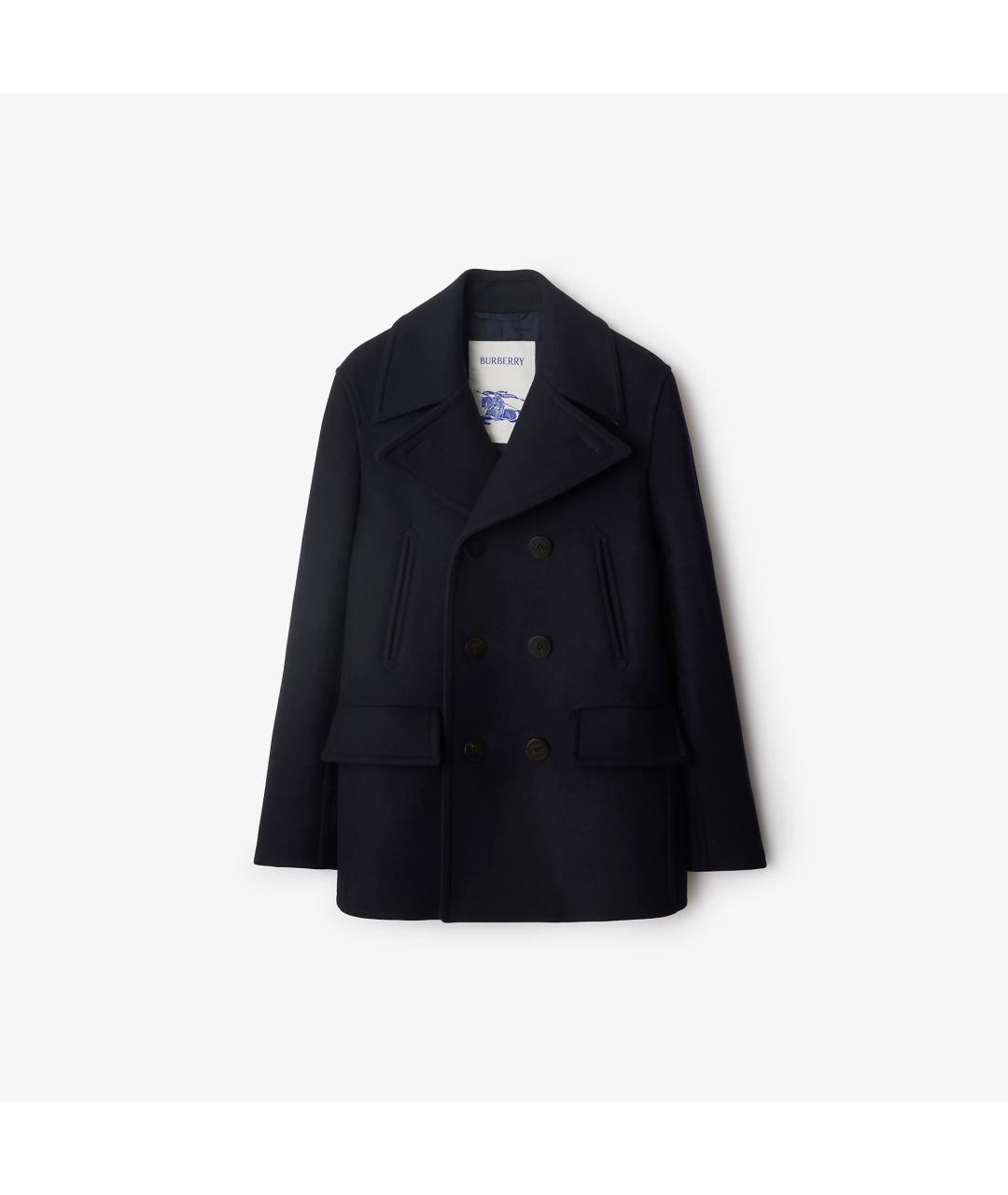 BURBERRY Темно-синее шерстяное пальто, фото 3