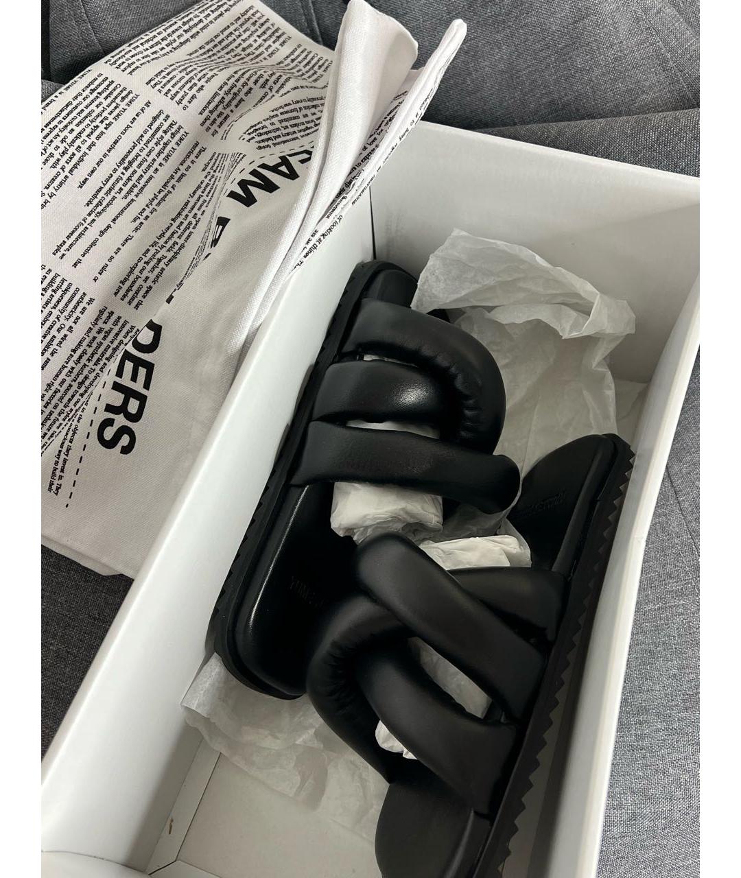 YUME YUME Черные кожаные шлепанцы, фото 7