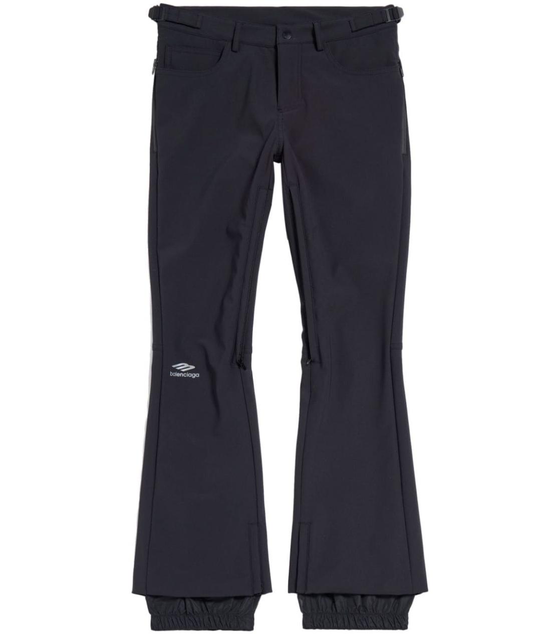 BALENCIAGA Черные полиэстеровые прямые брюки, фото 1