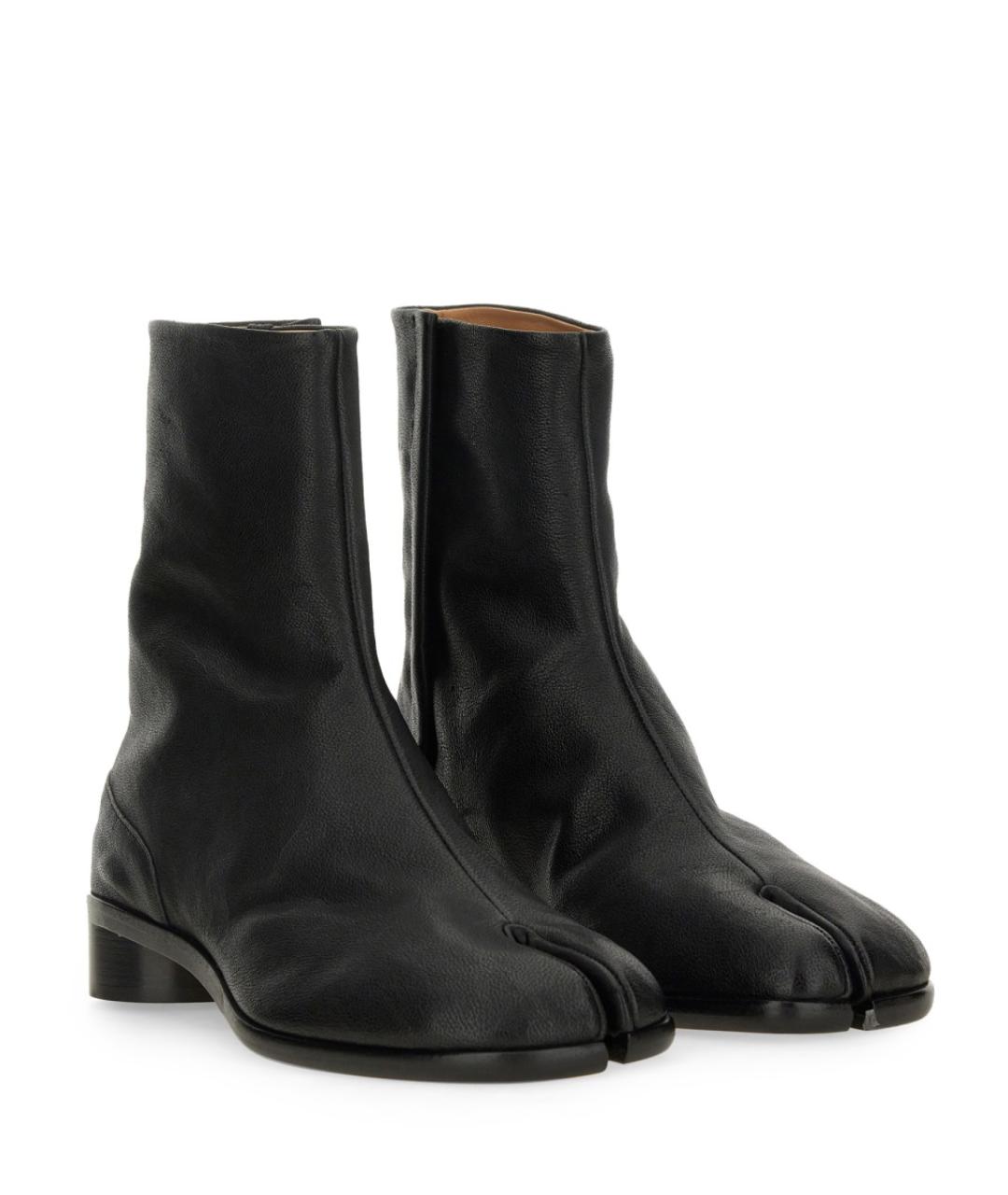 MAISON MARGIELA Черные кожаные высокие ботинки, фото 3