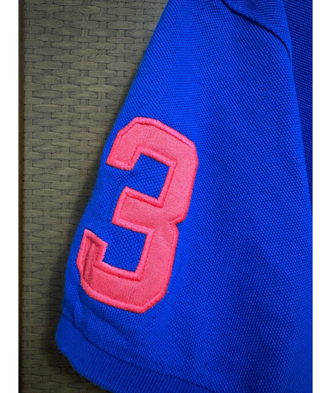 POLO RALPH LAUREN Синее хлопковое поло с коротким рукавом, фото 4