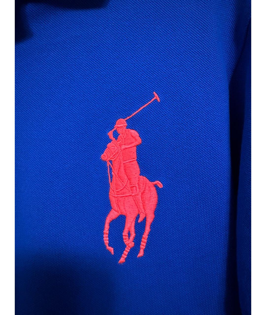 POLO RALPH LAUREN Синее хлопковое поло с коротким рукавом, фото 3