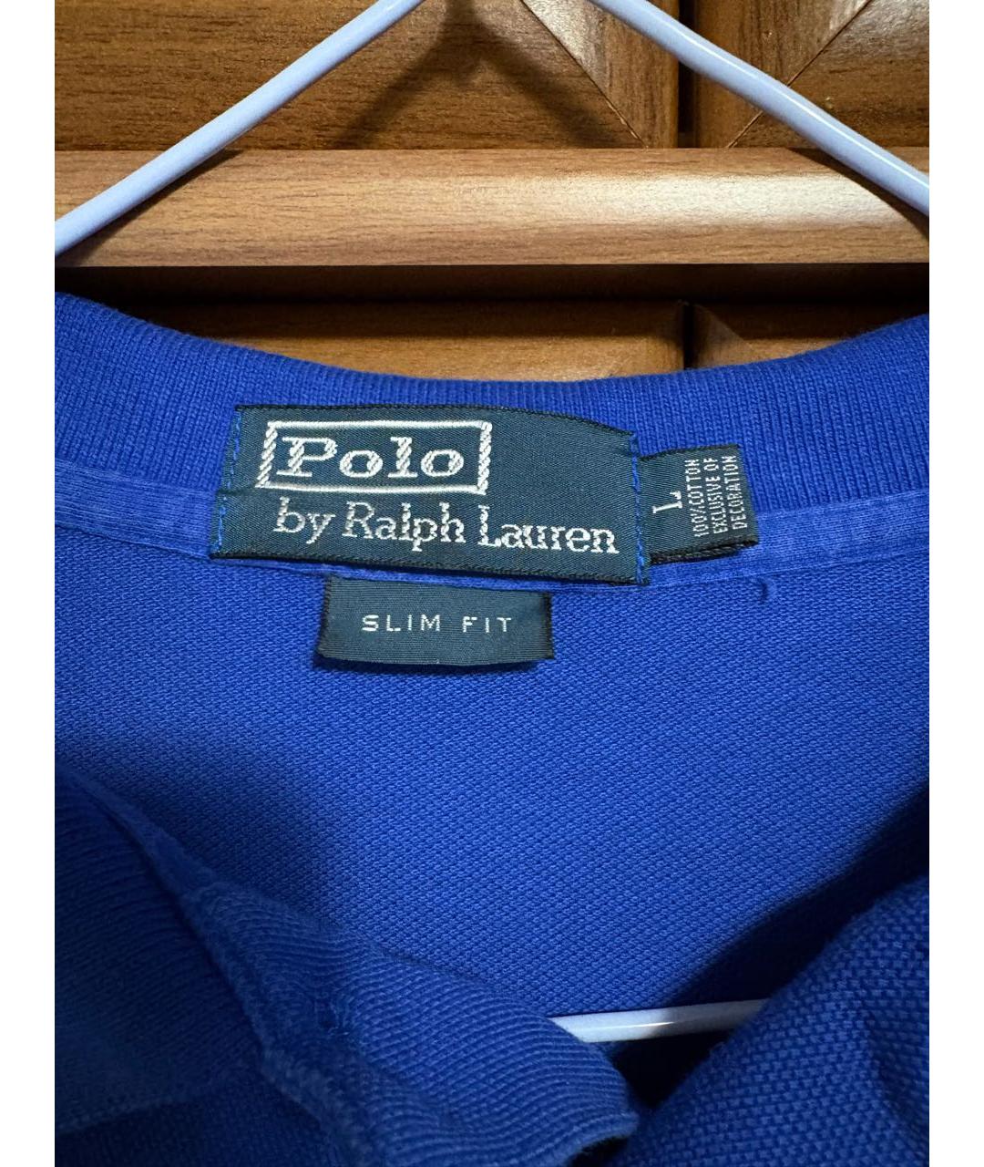 POLO RALPH LAUREN Синее хлопковое поло с коротким рукавом, фото 5