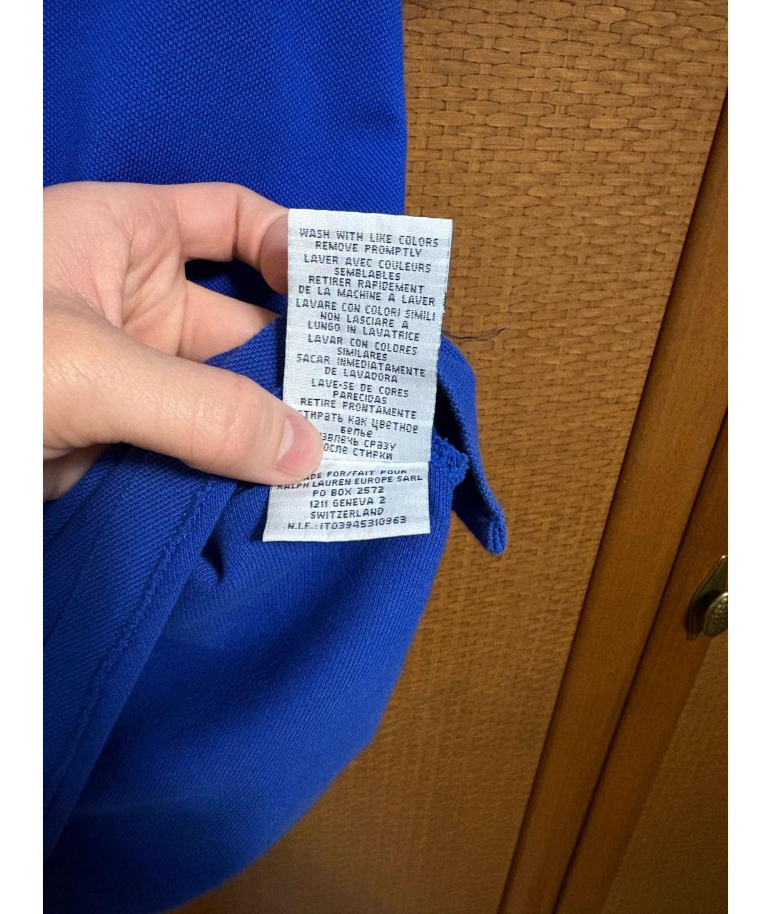 POLO RALPH LAUREN Синее хлопковое поло с коротким рукавом, фото 7