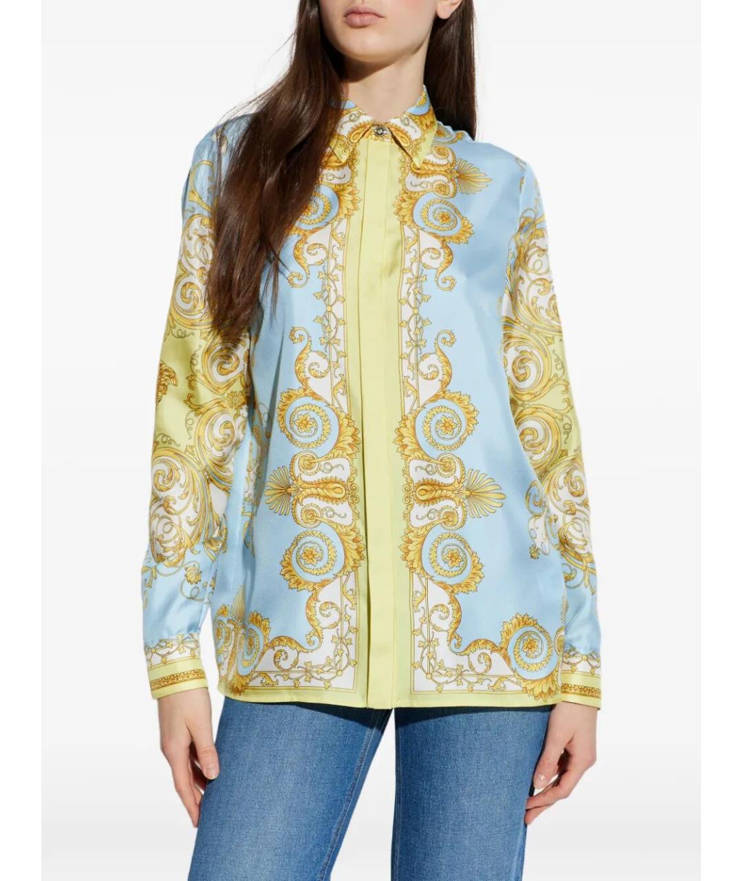 VERSACE Голубая шелковая рубашка, фото 3