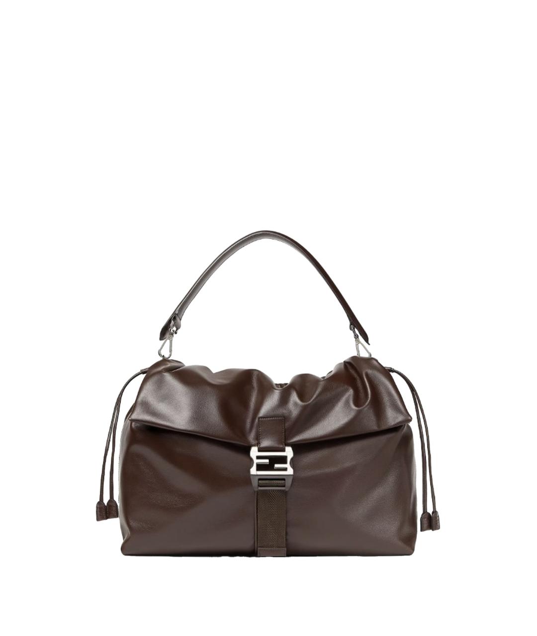 FENDI Коричневая кожаная сумка через плечо, фото 1