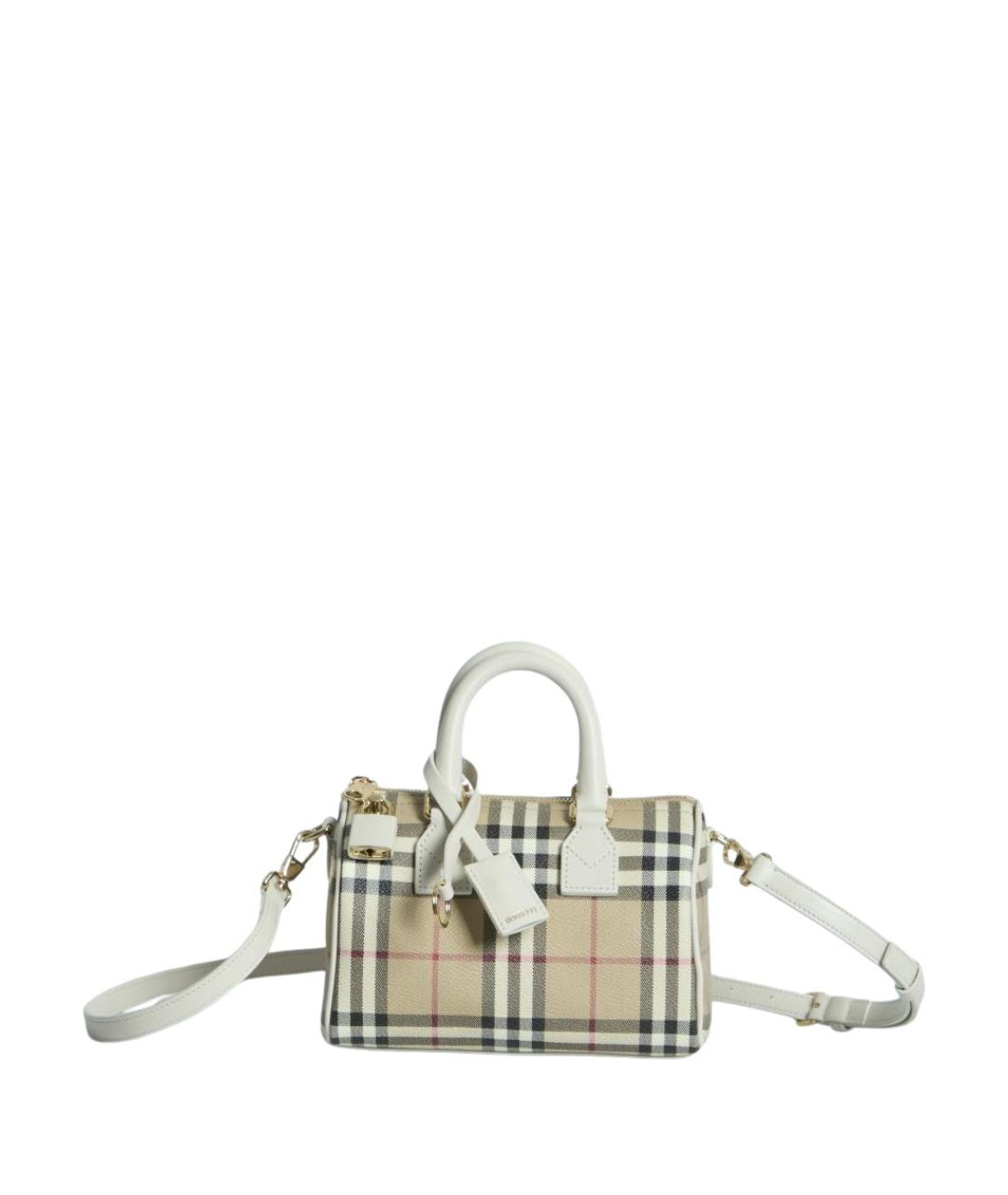 BURBERRY Бежевая синтетическая сумка с короткими ручками, фото 1