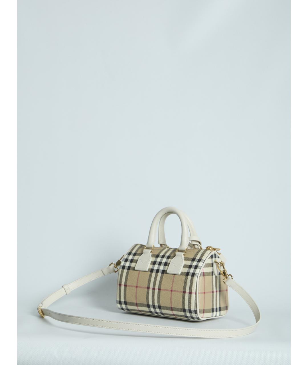 BURBERRY Бежевая синтетическая сумка с короткими ручками, фото 2