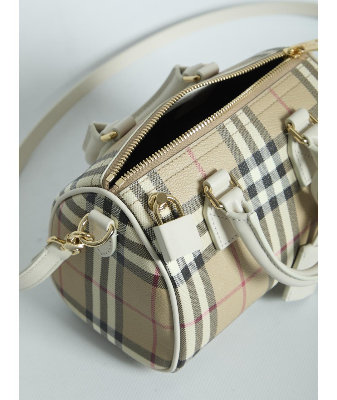 BURBERRY Бежевая синтетическая сумка с короткими ручками, фото 4