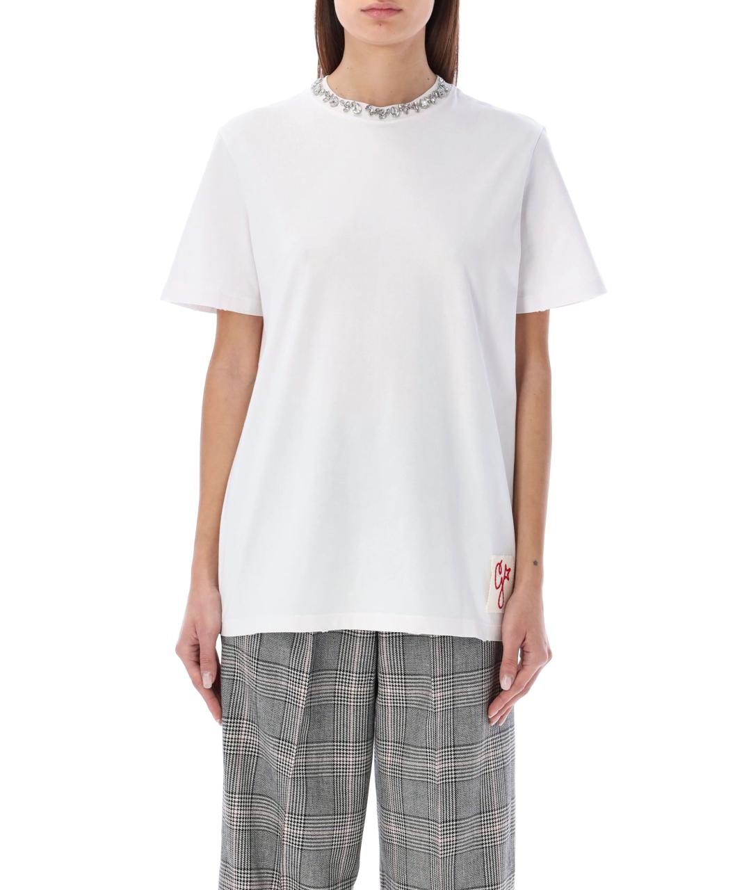 GOLDEN GOOSE DELUXE BRAND Белая хлопковая футболка, фото 1