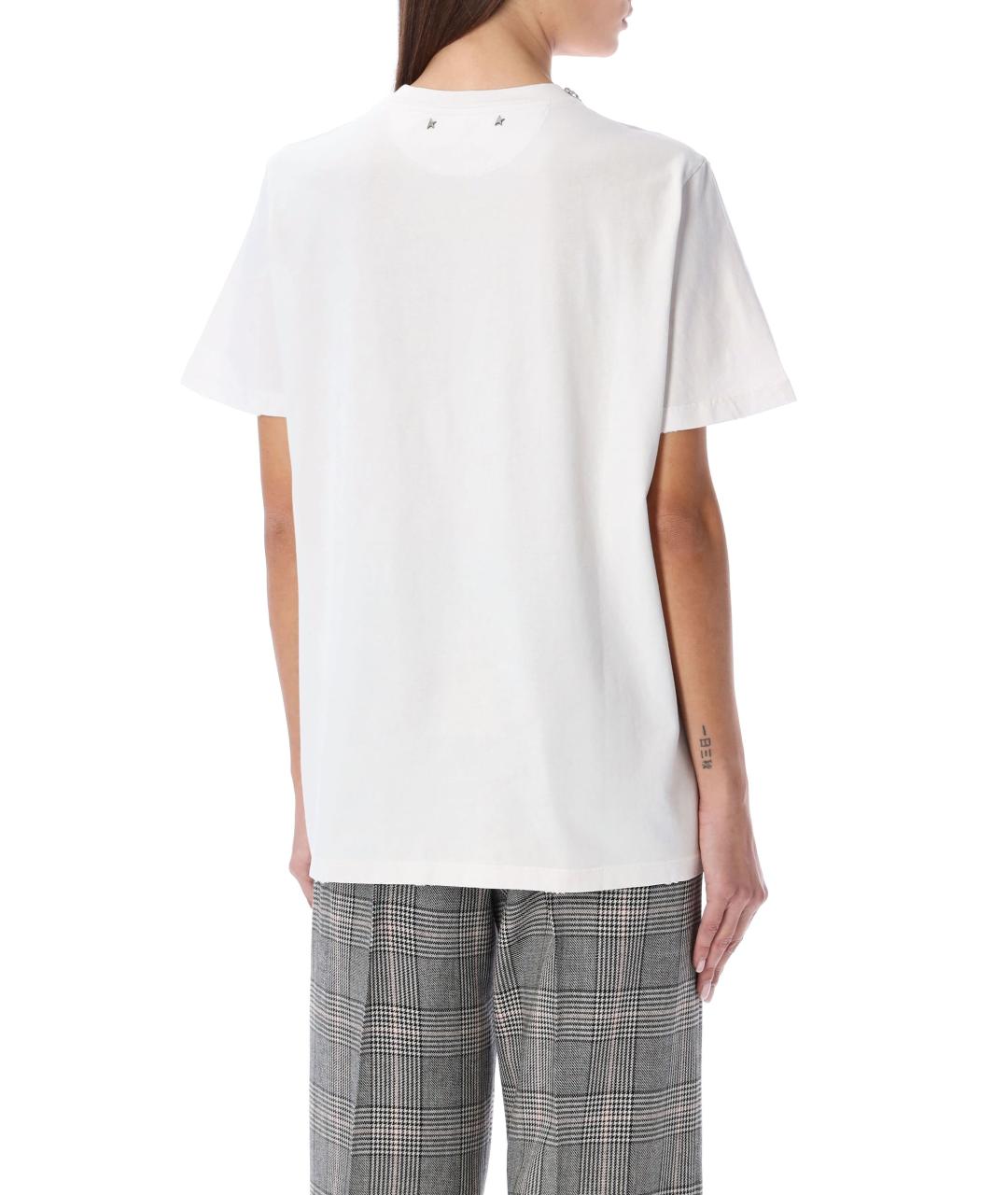 GOLDEN GOOSE DELUXE BRAND Белая хлопковая футболка, фото 2