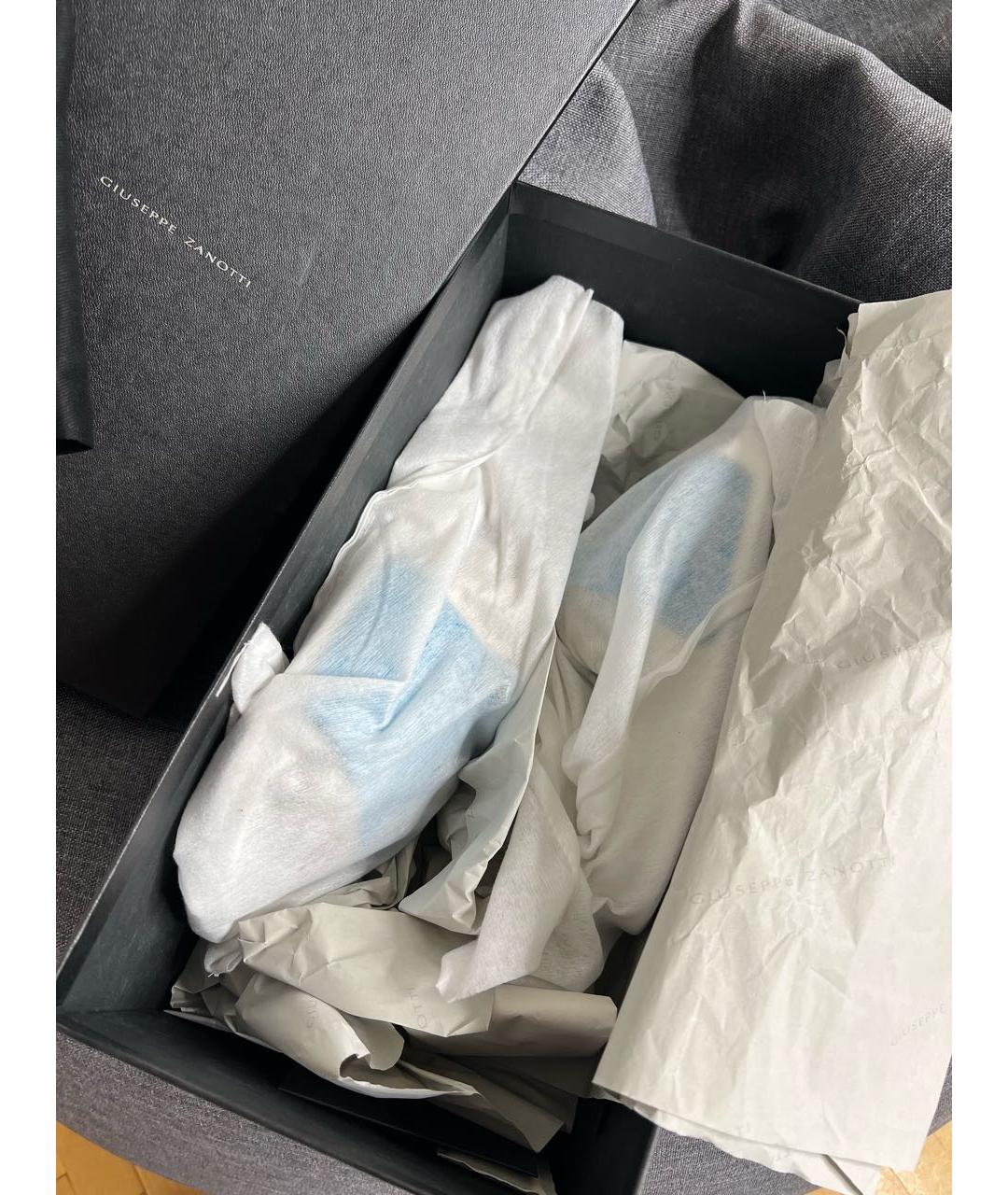 GIUSEPPE ZANOTTI DESIGN Бирюзовые кожаные шлепанцы, фото 7