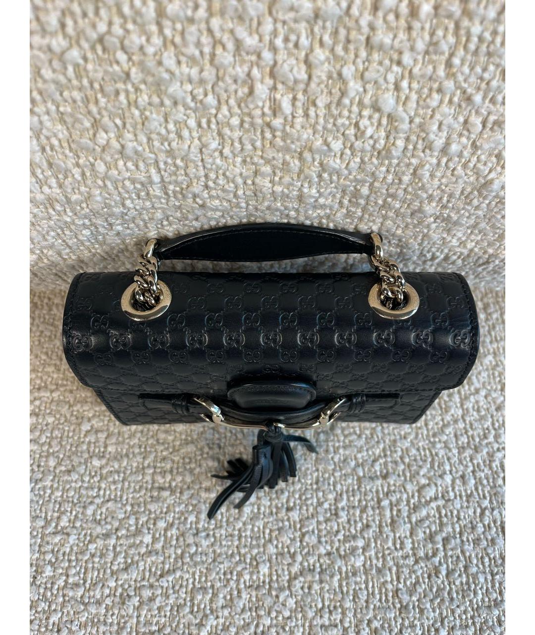 GUCCI Черная кожаная сумка через плечо, фото 7