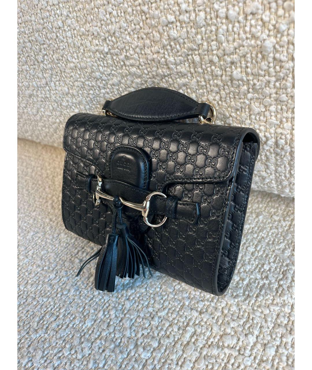 GUCCI Черная кожаная сумка через плечо, фото 5