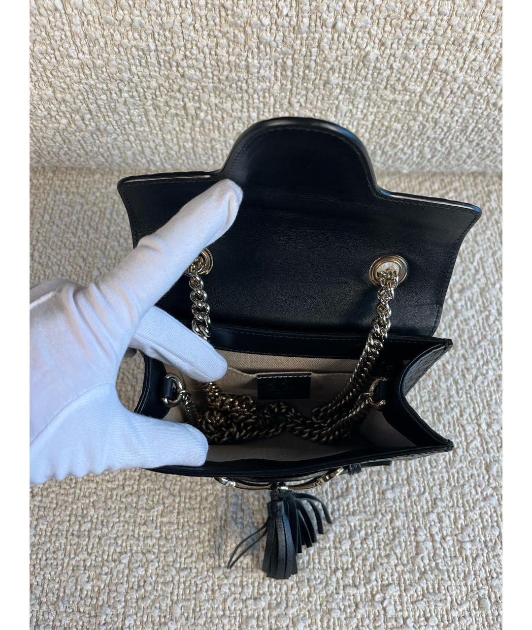 GUCCI Черная кожаная сумка через плечо, фото 4