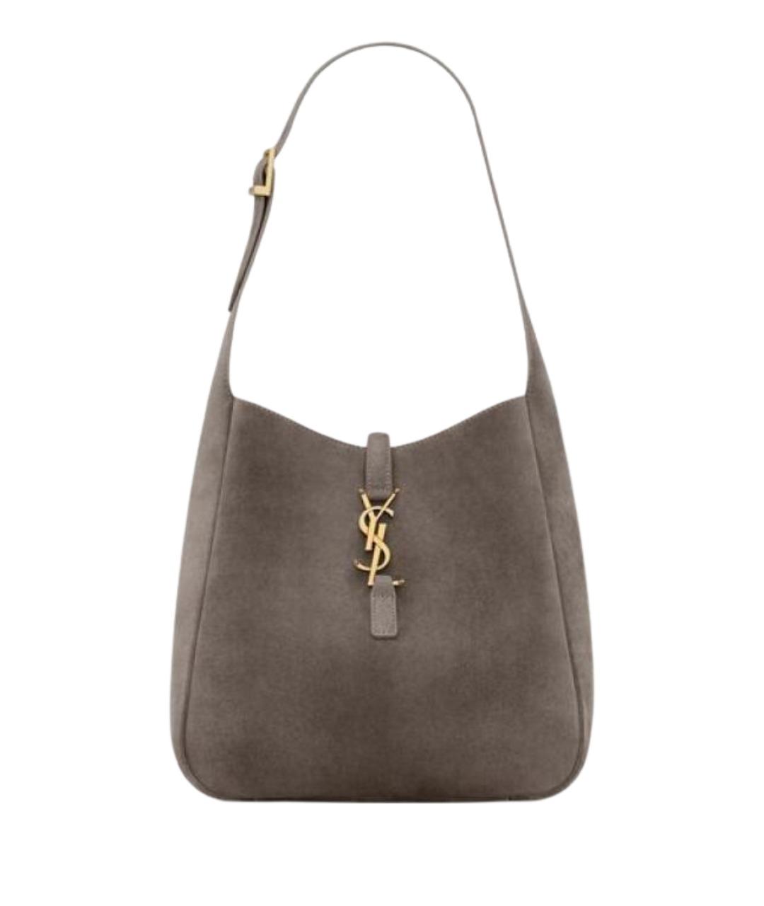 SAINT LAURENT Серая замшевая сумка через плечо, фото 1