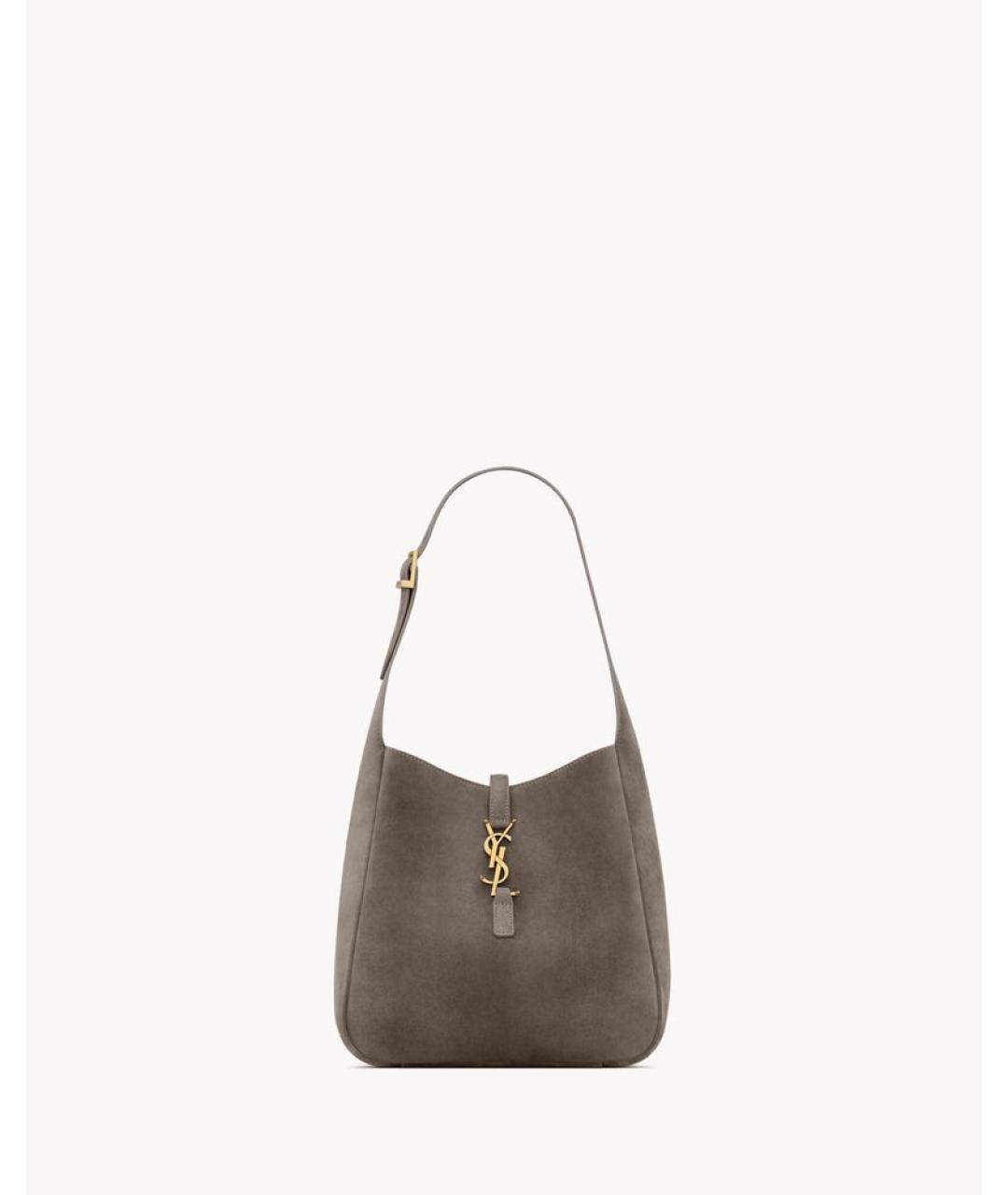 SAINT LAURENT Серая замшевая сумка через плечо, фото 6