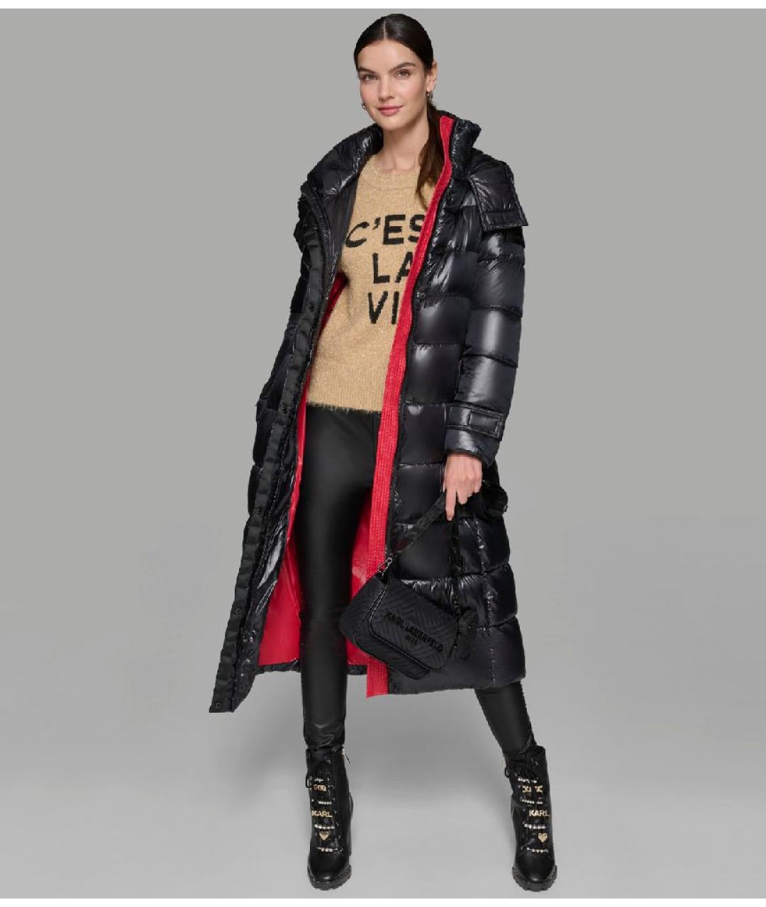 KARL LAGERFELD Черный полиэстеровый пуховик, фото 5