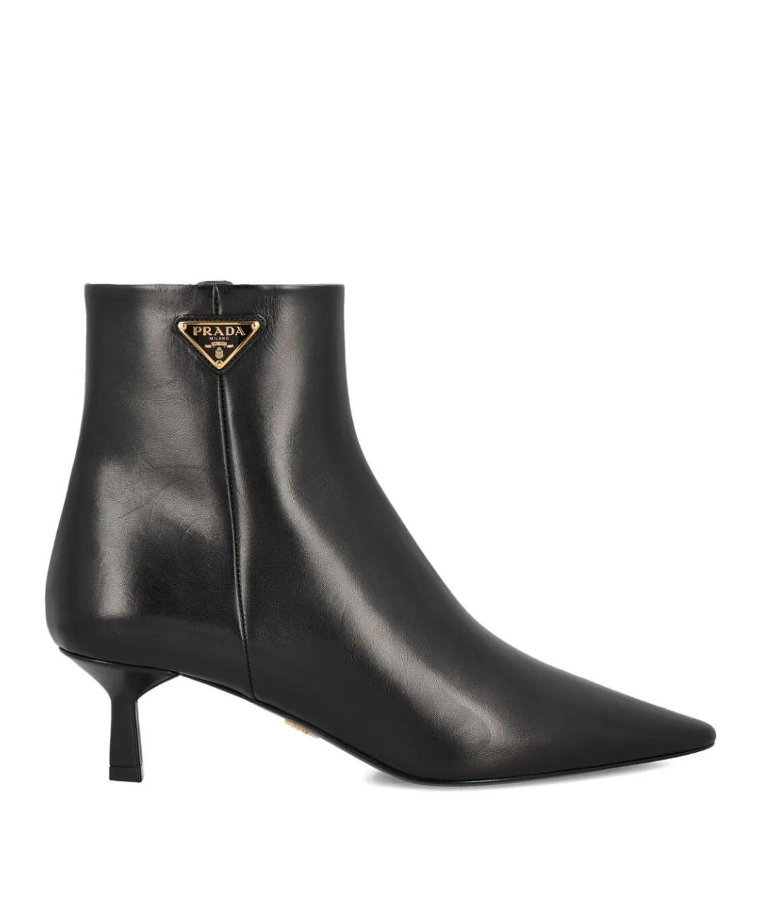 PRADA Черные кожаные ботильоны, фото 1