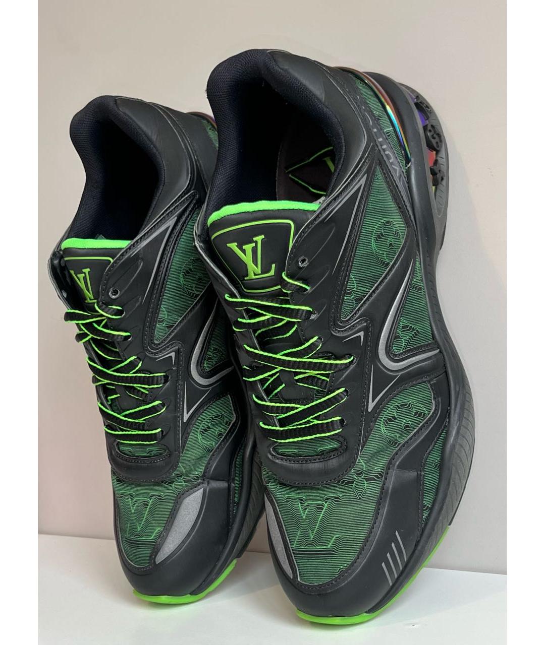 LOUIS VUITTON Зеленые текстильные низкие кроссовки / кеды, фото 4