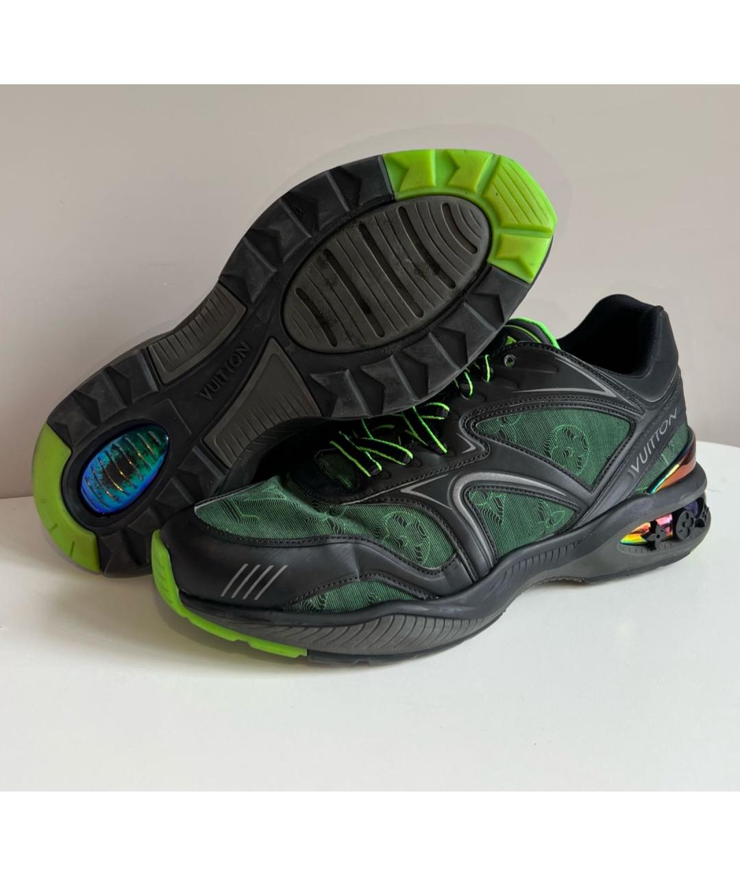 LOUIS VUITTON Зеленые текстильные низкие кроссовки / кеды, фото 2