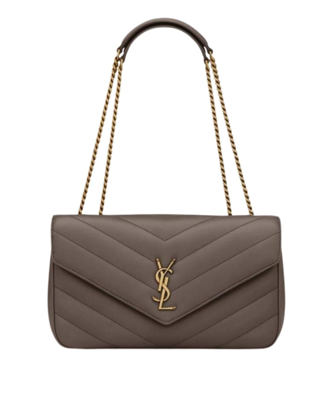 SAINT LAURENT Коричневая кожаная сумка через плечо, фото 1