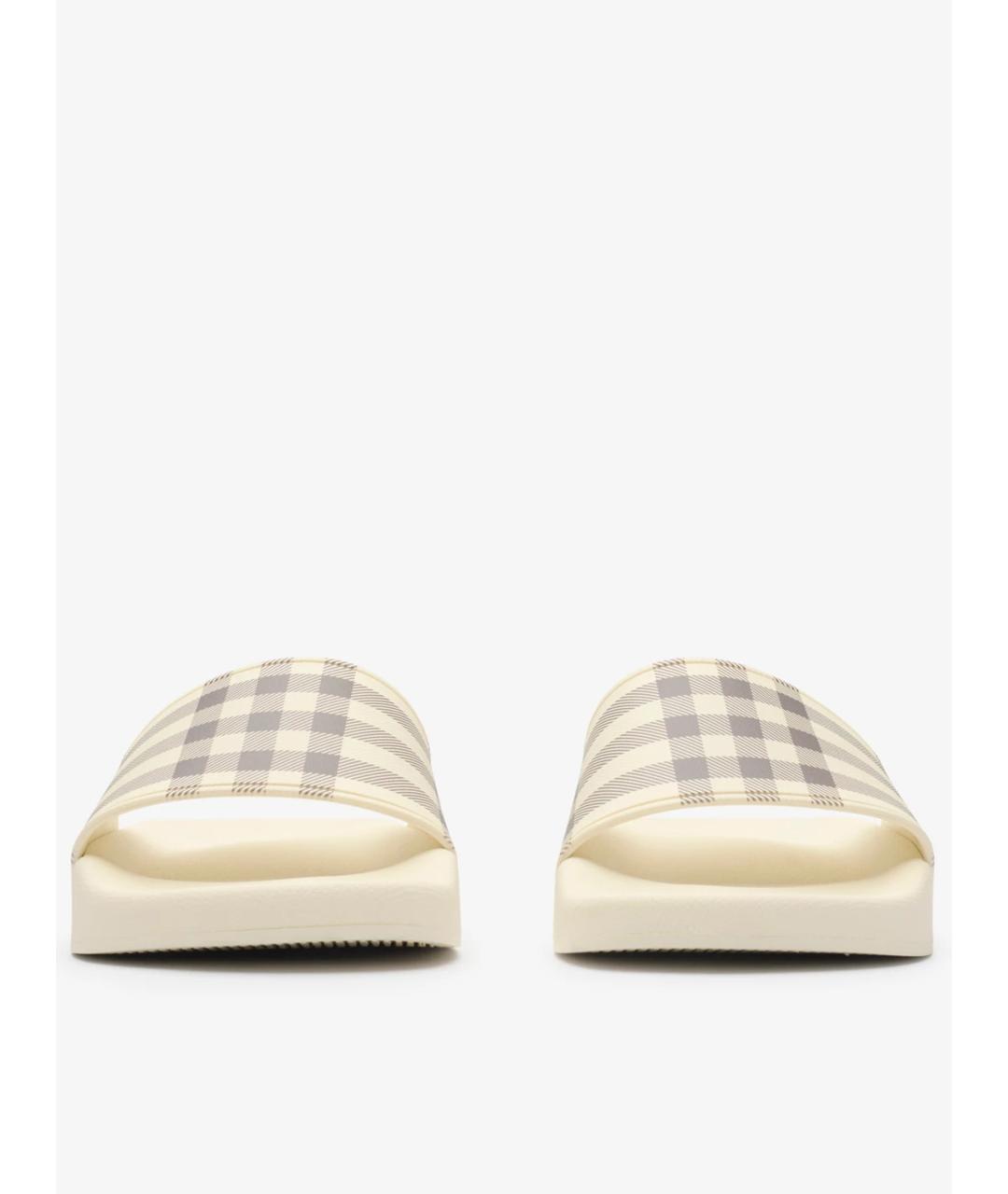 BURBERRY Бежевые синтетические шлепанцы, фото 2