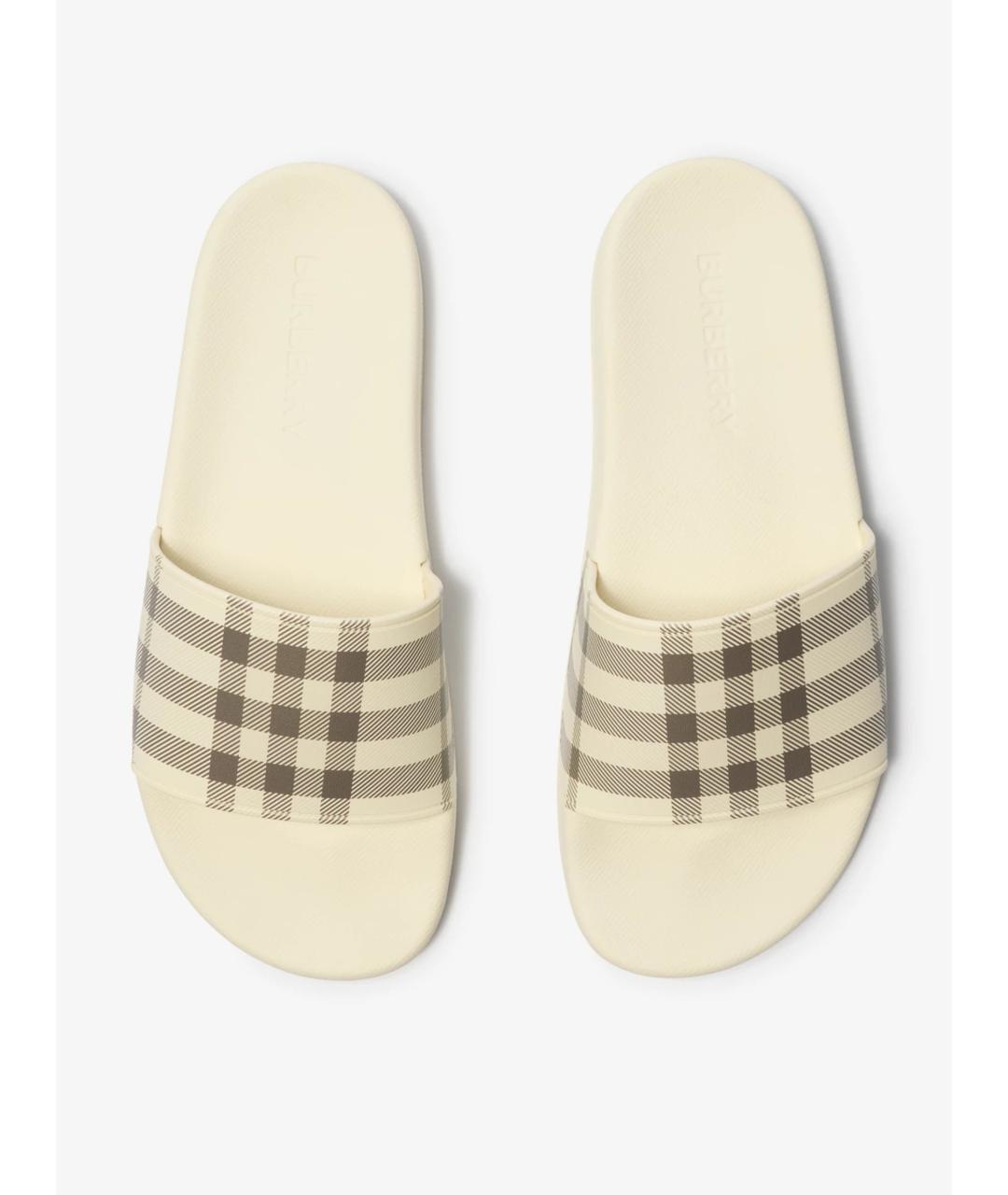 BURBERRY Бежевые синтетические шлепанцы, фото 4