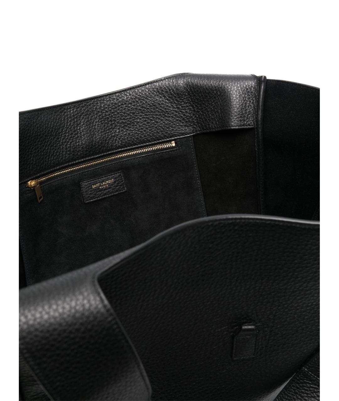 SAINT LAURENT Черная кожаная сумка тоут, фото 3