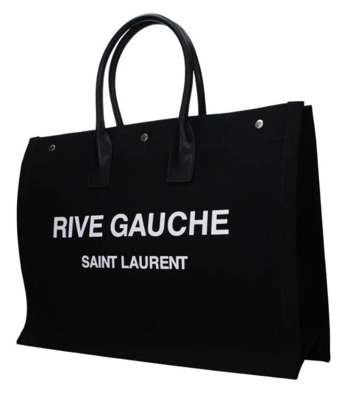 SAINT LAURENT Черная хлопковая сумка тоут, фото 2