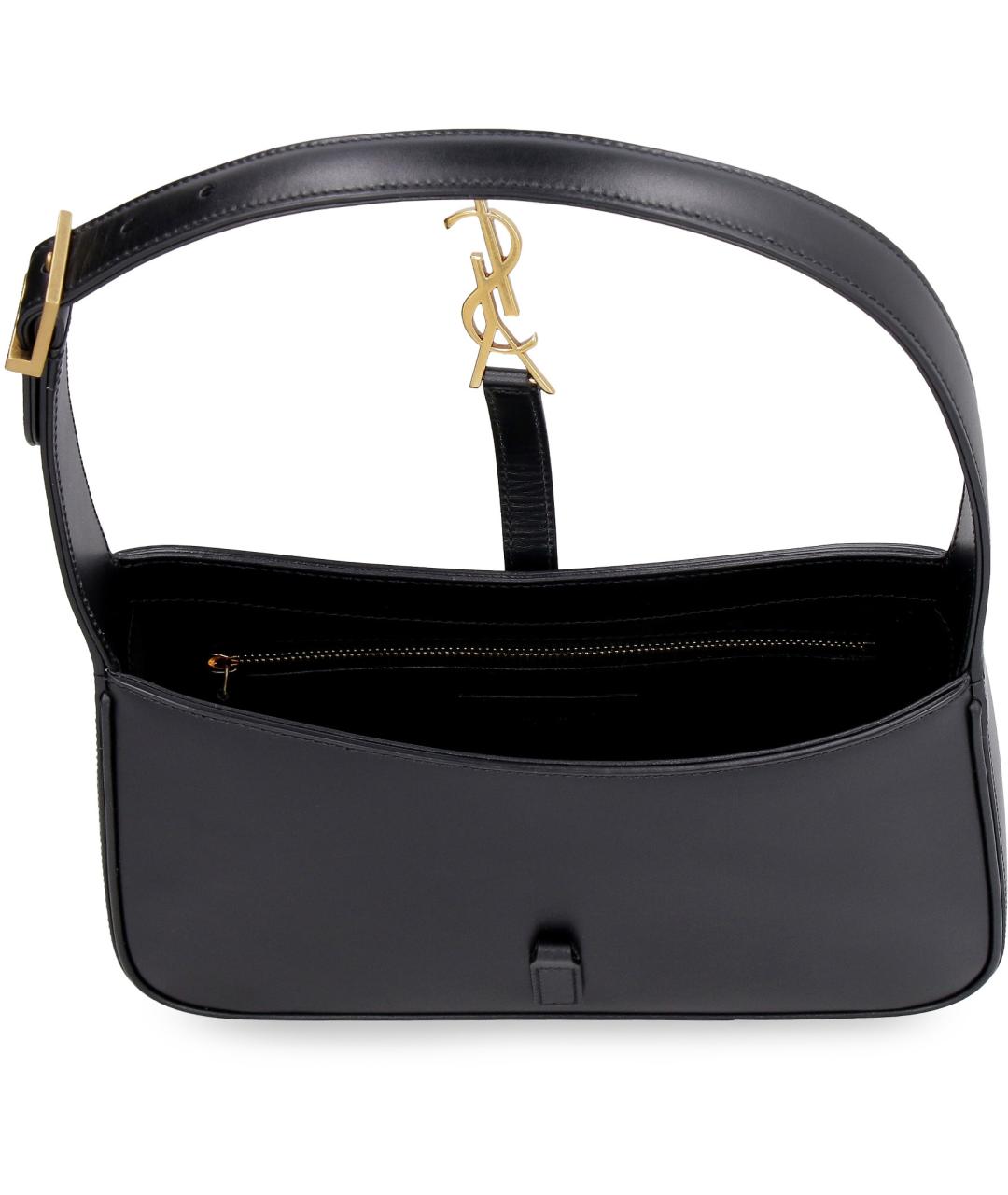 SAINT LAURENT Черная кожаная сумка через плечо, фото 5