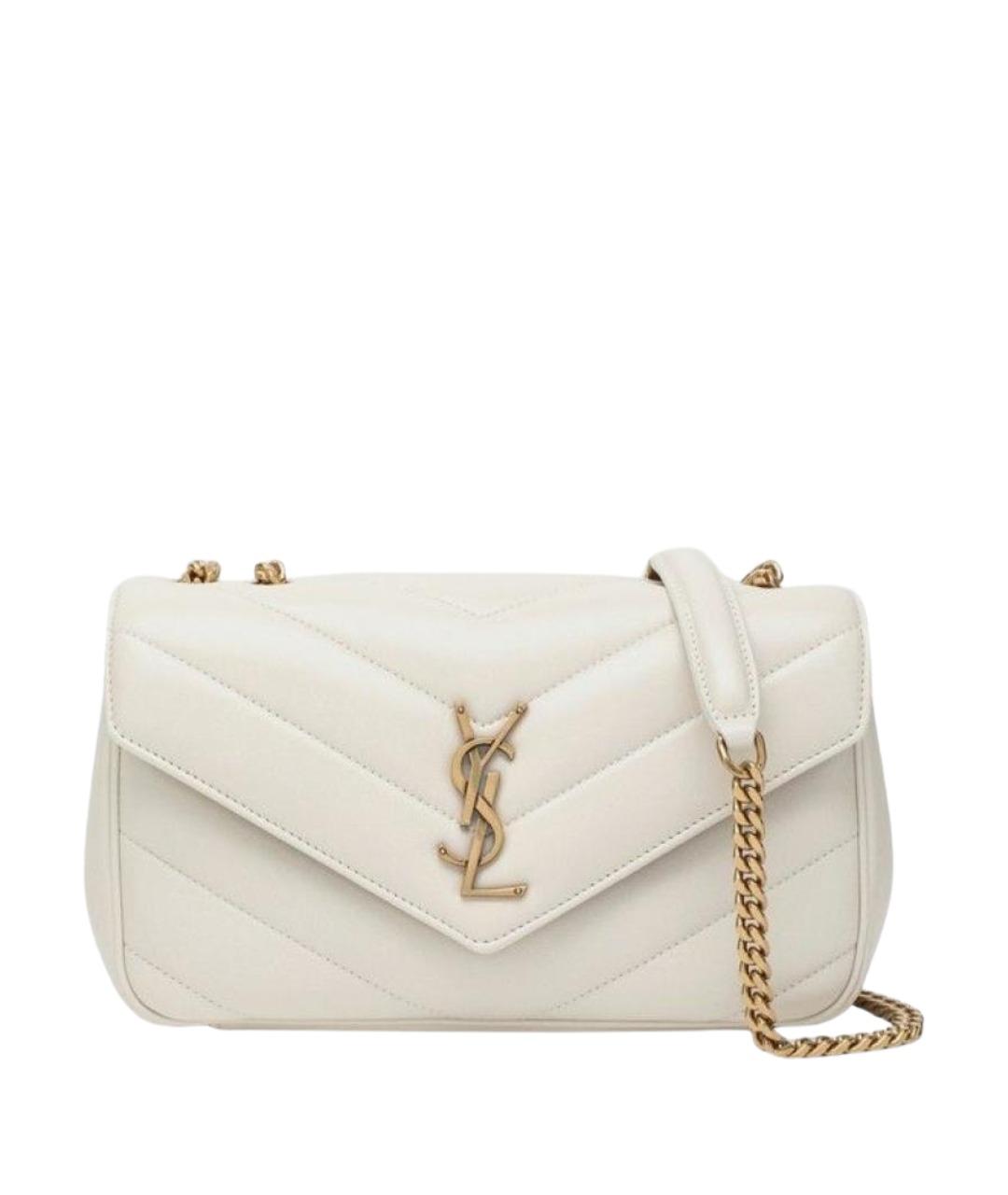 SAINT LAURENT Белая кожаная сумка через плечо, фото 1