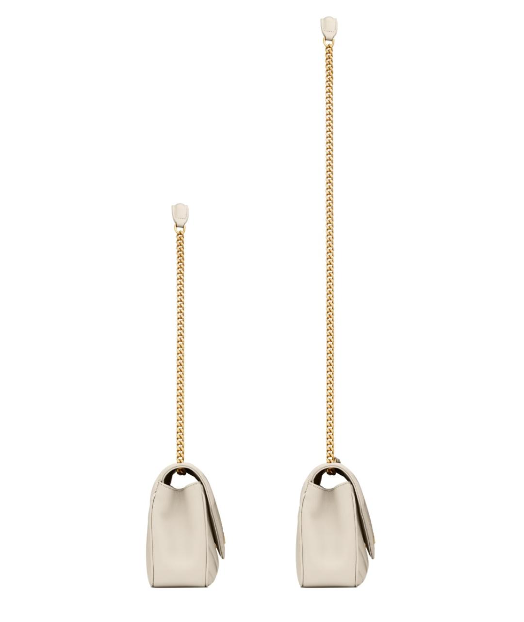 SAINT LAURENT Белая кожаная сумка через плечо, фото 4