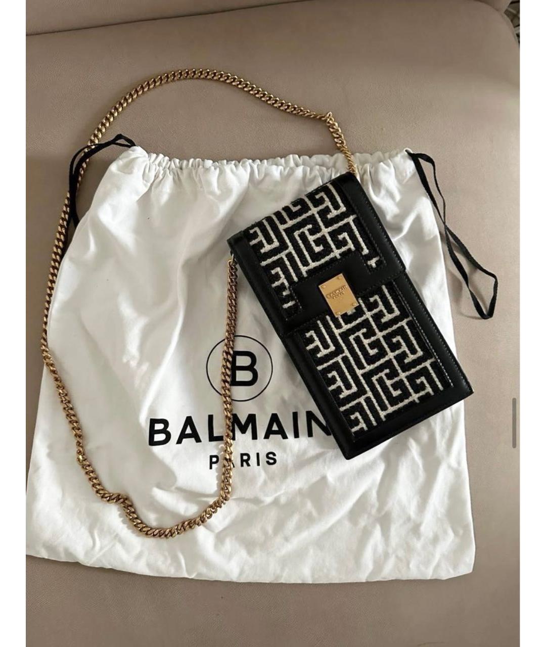 BALMAIN Черная кожаная сумка через плечо, фото 2