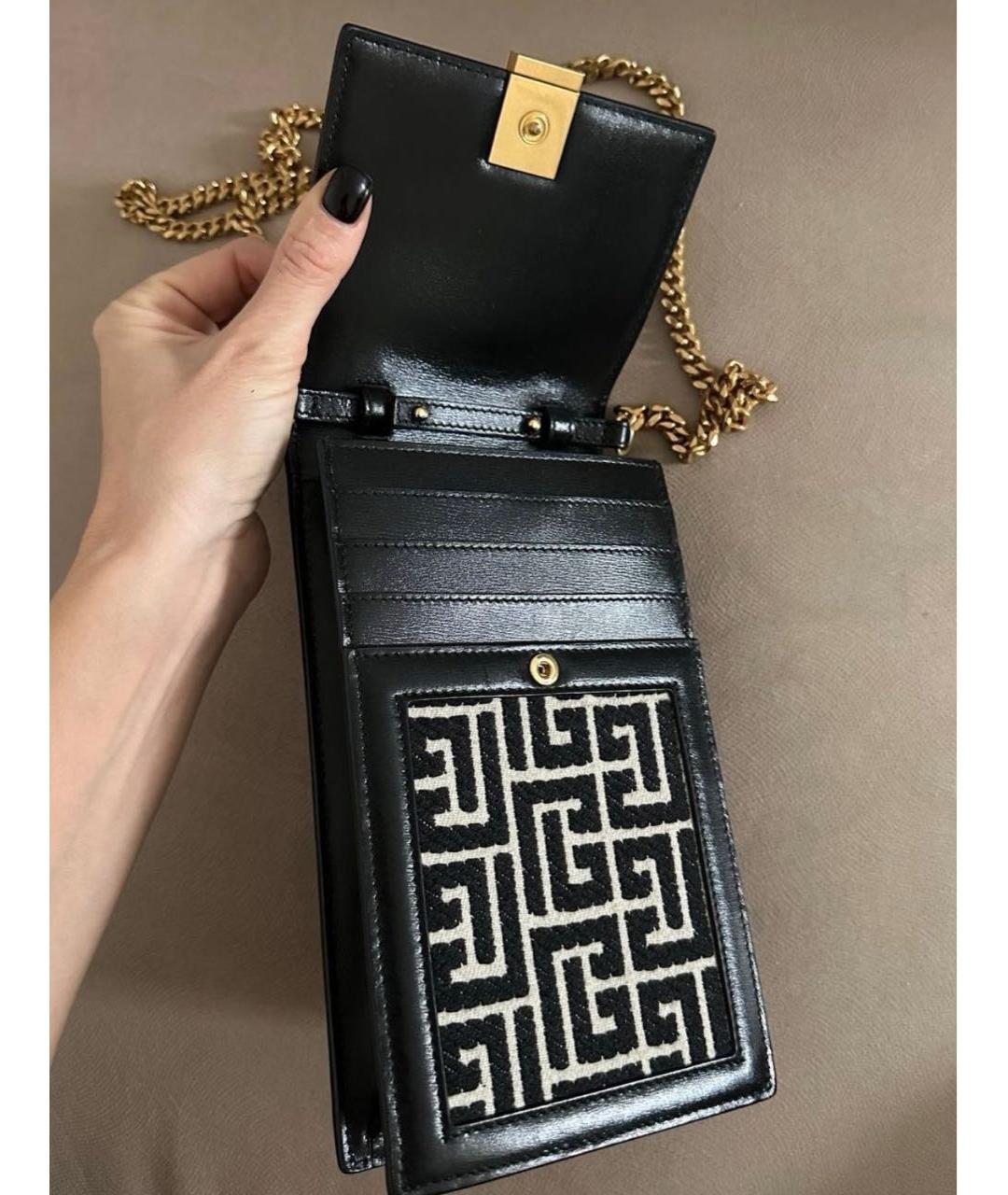 BALMAIN Черная кожаная сумка через плечо, фото 5