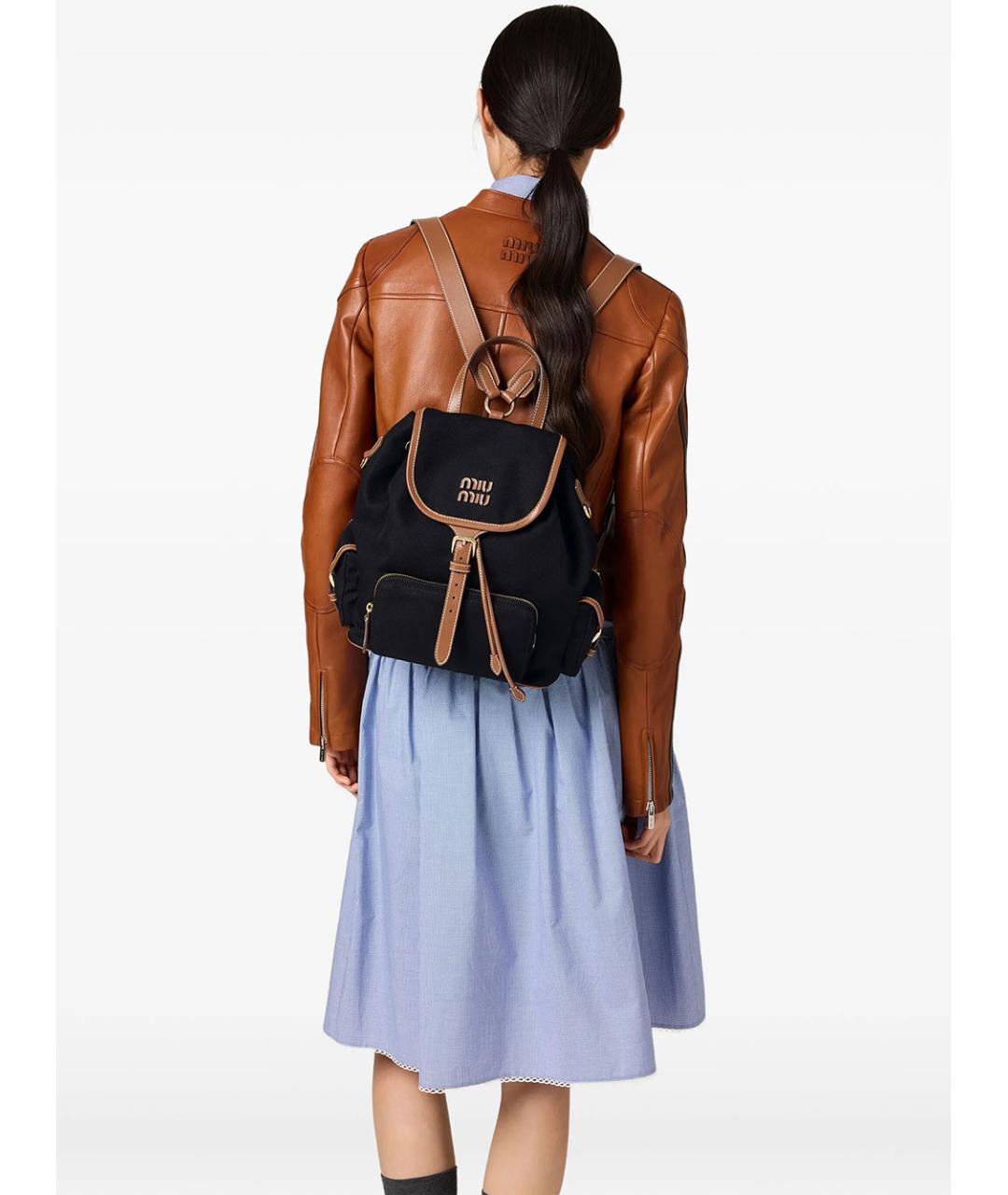 MIU MIU Черный тканевый рюкзак, фото 3