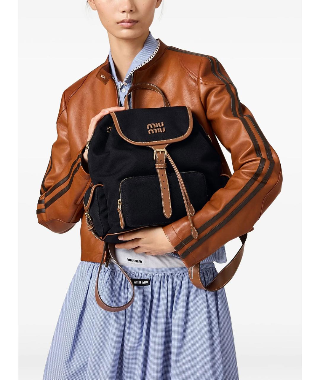 MIU MIU Черный тканевый рюкзак, фото 2