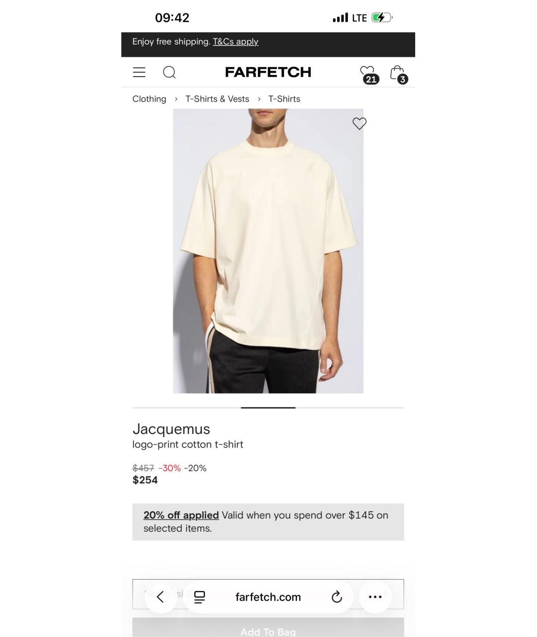 JACQUEMUS Бежевая хлопковая футболка, фото 5