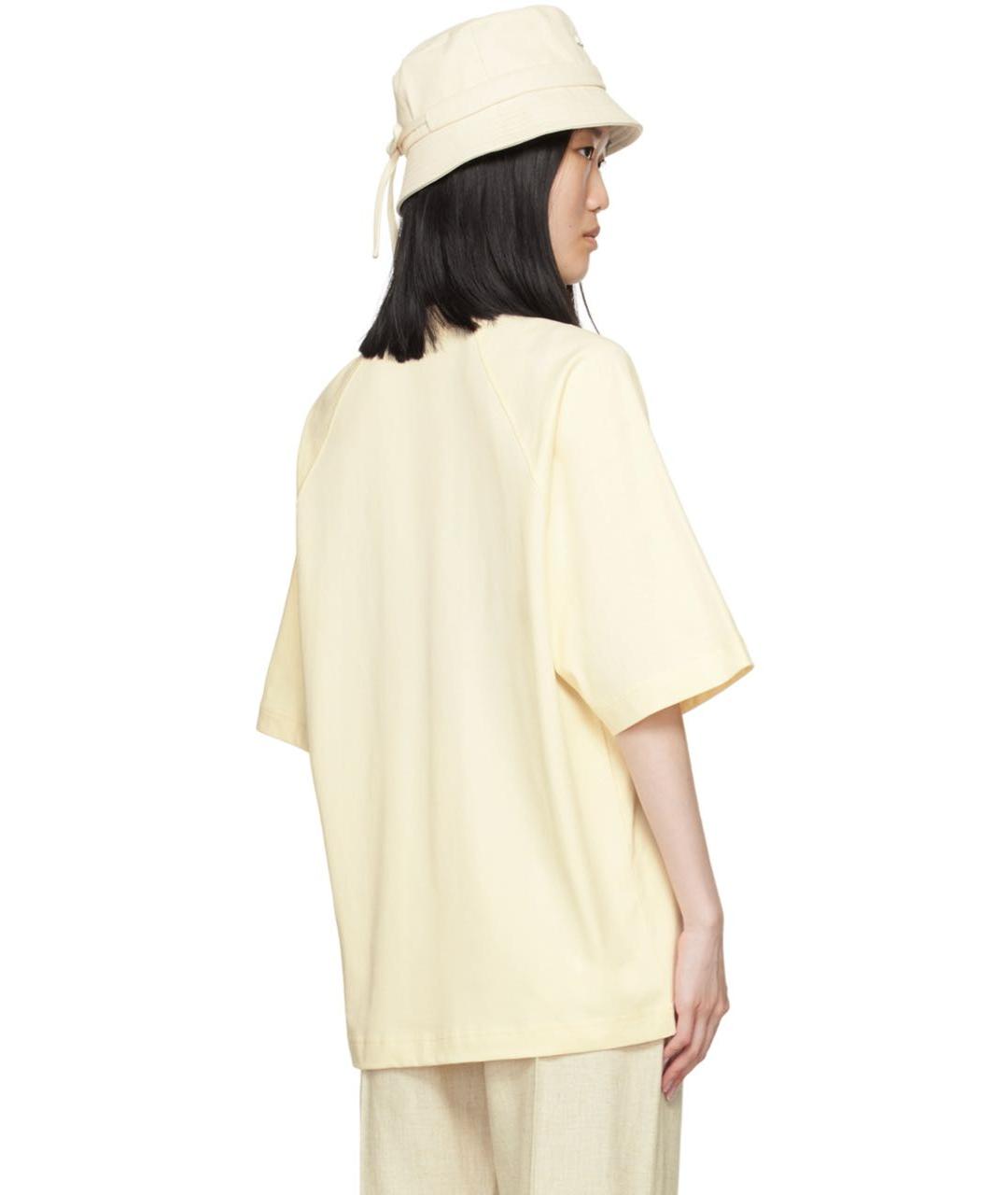 JACQUEMUS Бежевая хлопковая футболка, фото 3