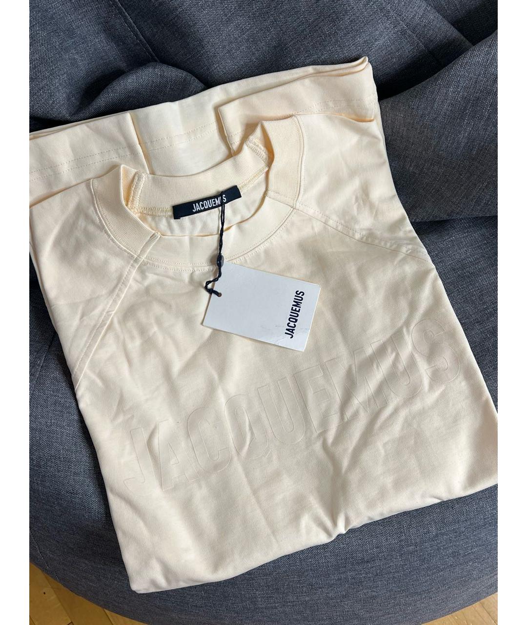 JACQUEMUS Бежевая хлопковая футболка, фото 7