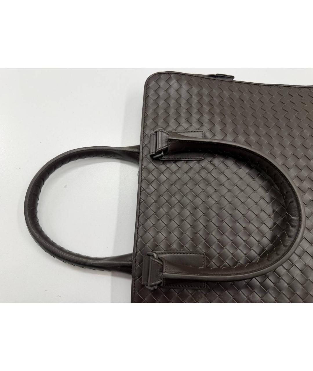 BOTTEGA VENETA Коричневый кожаный портфель, фото 9