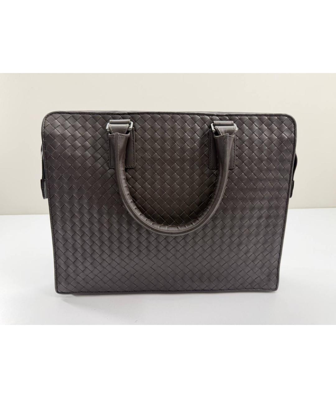 BOTTEGA VENETA Коричневый кожаный портфель, фото 2