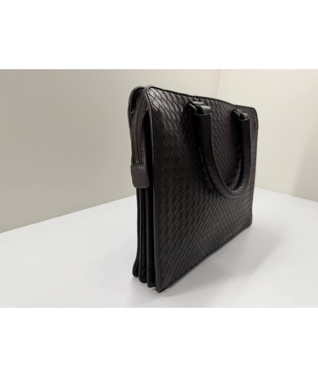 BOTTEGA VENETA Коричневый кожаный портфель, фото 3