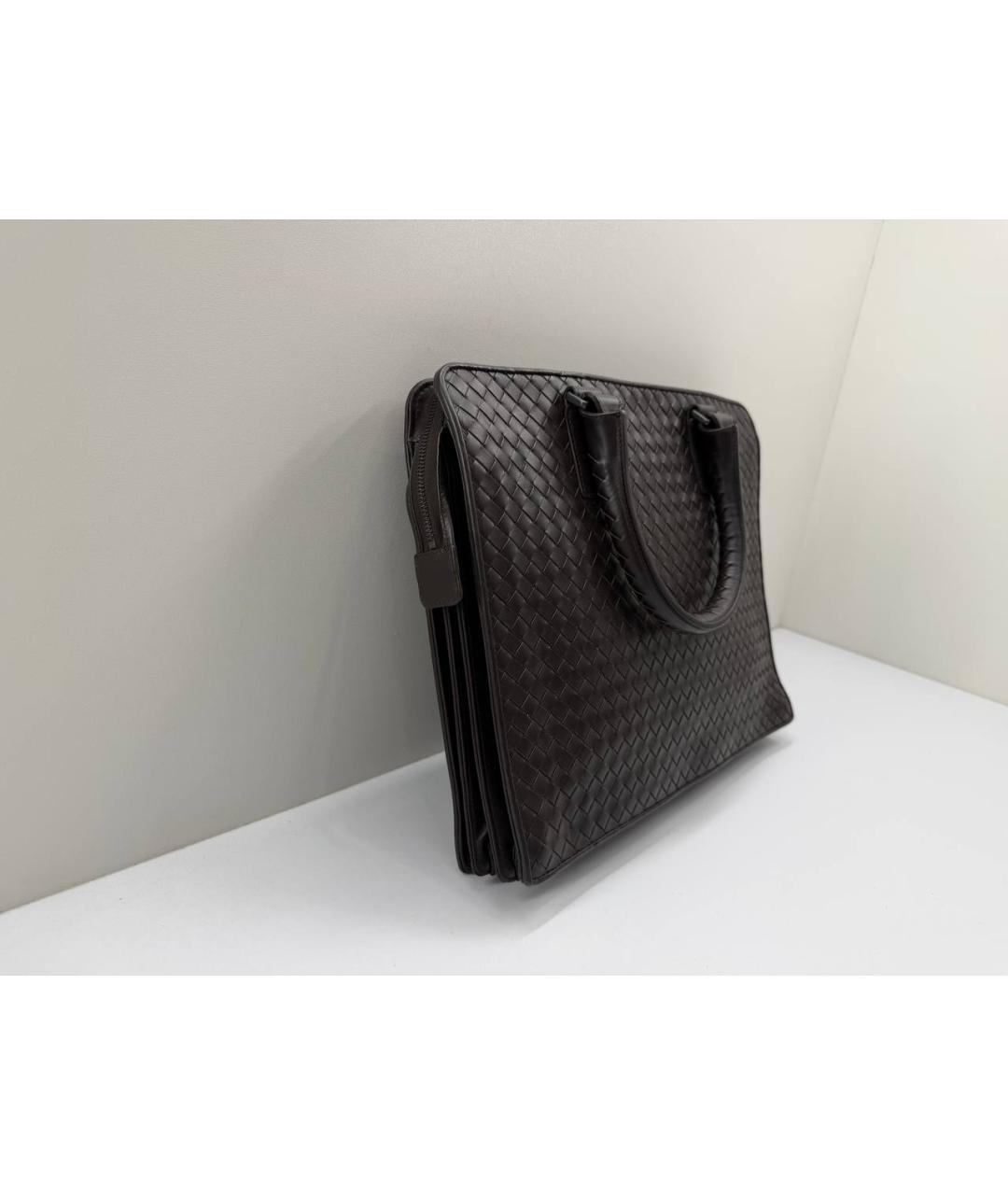 BOTTEGA VENETA Коричневый кожаный портфель, фото 6