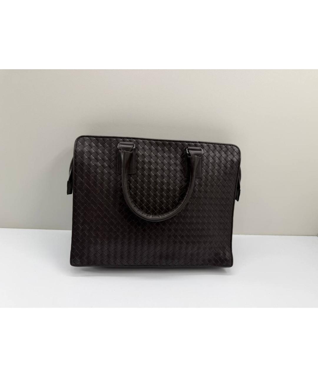 BOTTEGA VENETA Коричневый кожаный портфель, фото 5