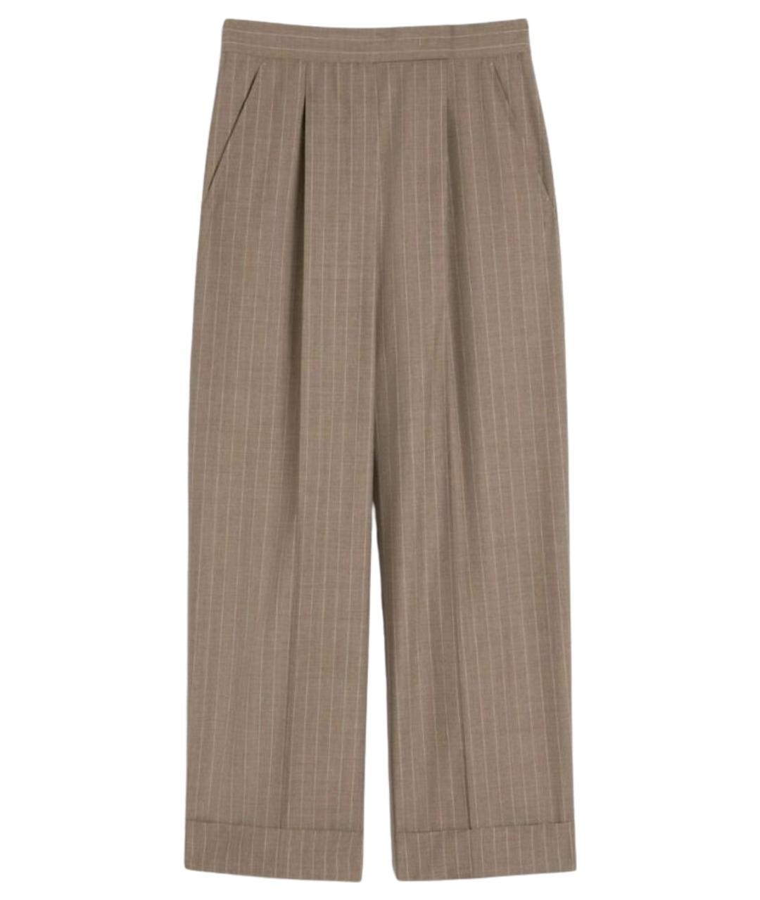 MAX MARA Бежевые шерстяные прямые брюки, фото 1