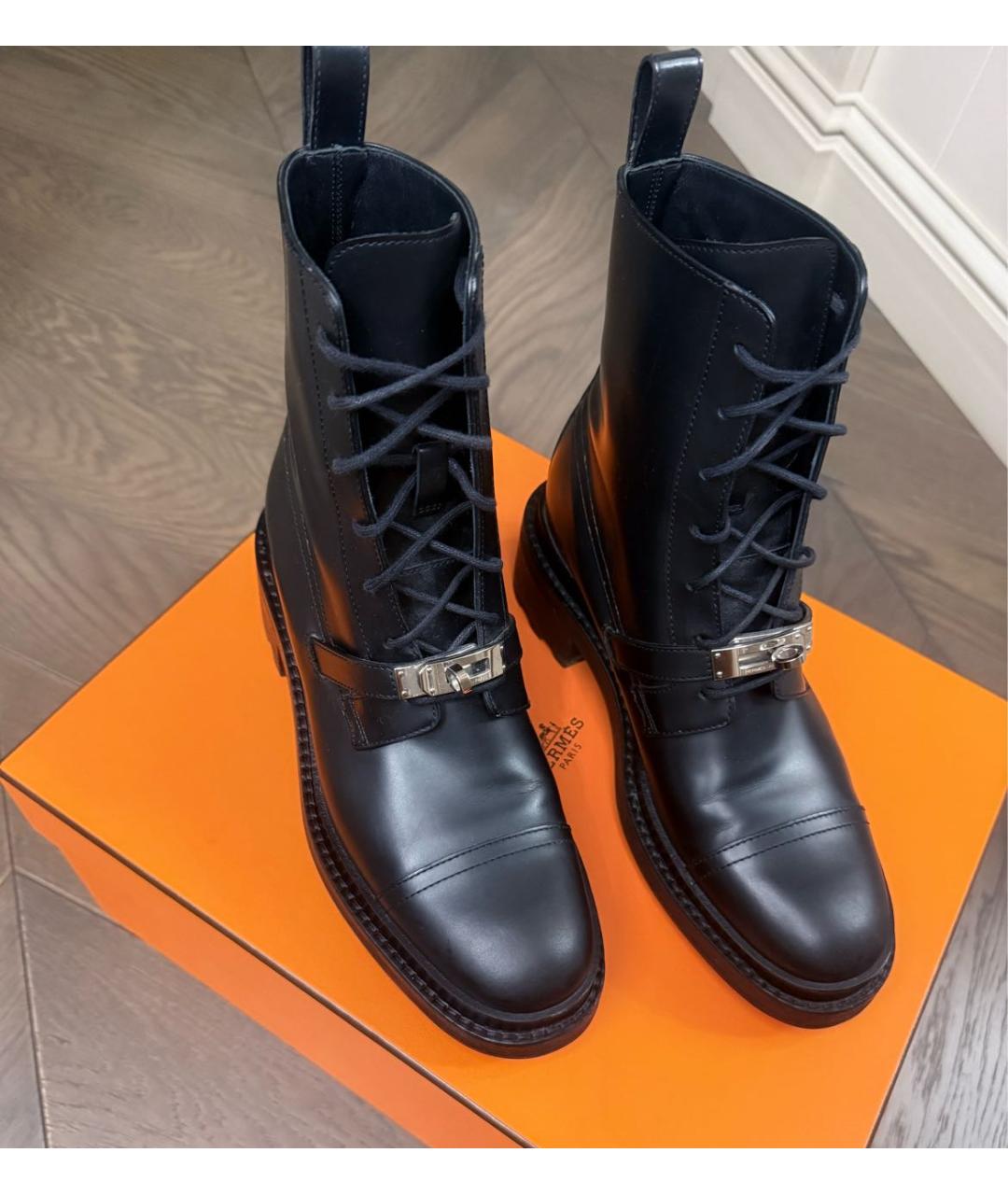 HERMES Черные кожаные ботинки, фото 6