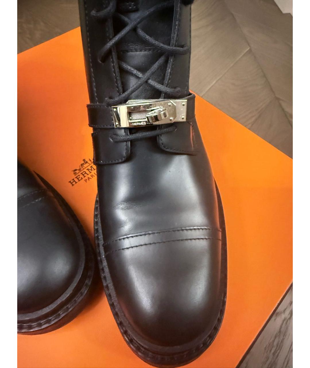 HERMES Черные кожаные ботинки, фото 3